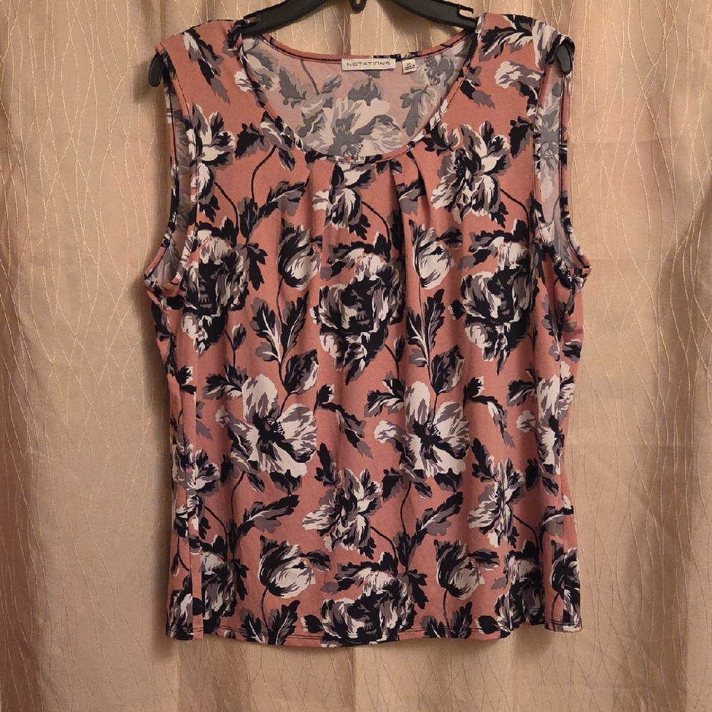Notations Pink‎ and Black Floral Blouse